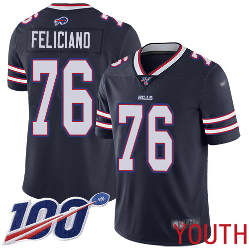 Youth Buffalo Bills 76 Jon Feliciano Limited Navy Blue Inverted Legend 100th Season NFL Jersey
